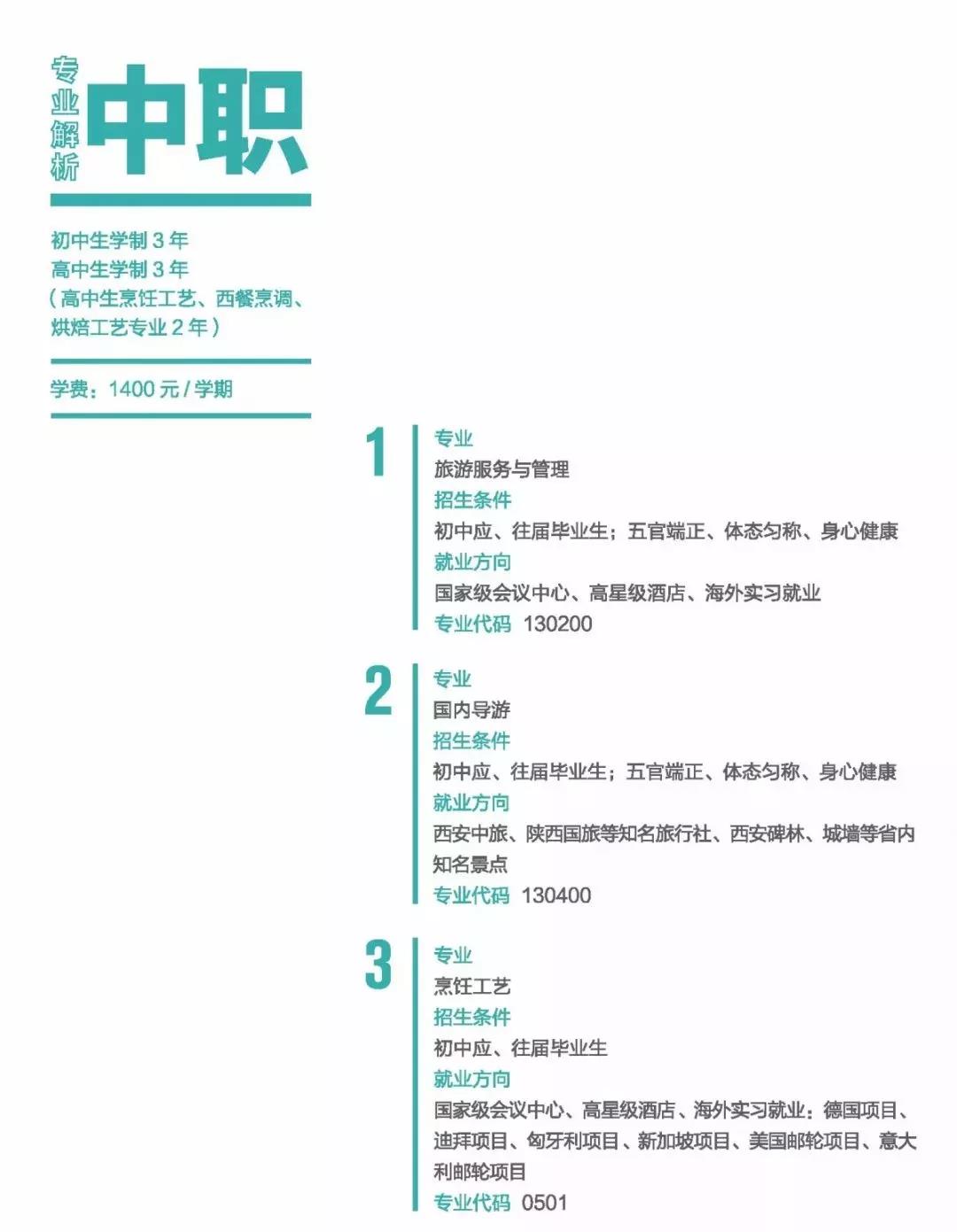 西安市商贸旅游成人中等专业学校招生专业