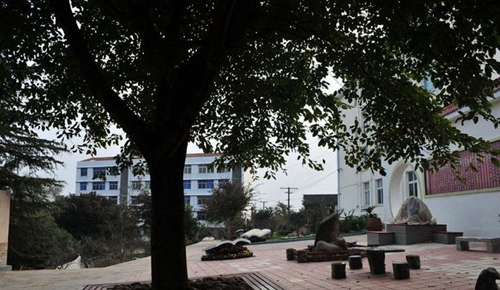 简阳市贾家中学校园石凳2