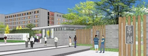 成都市实验外国语学校新校区大门一侧