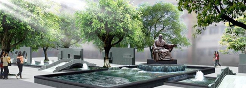 成都高新实验中学广场水景